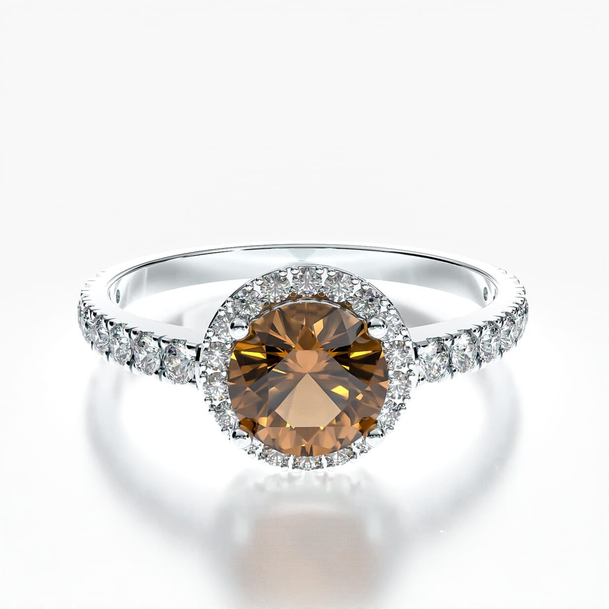 Pierścionek zaręczynowy This is Love: białe złoto, brązowy diament