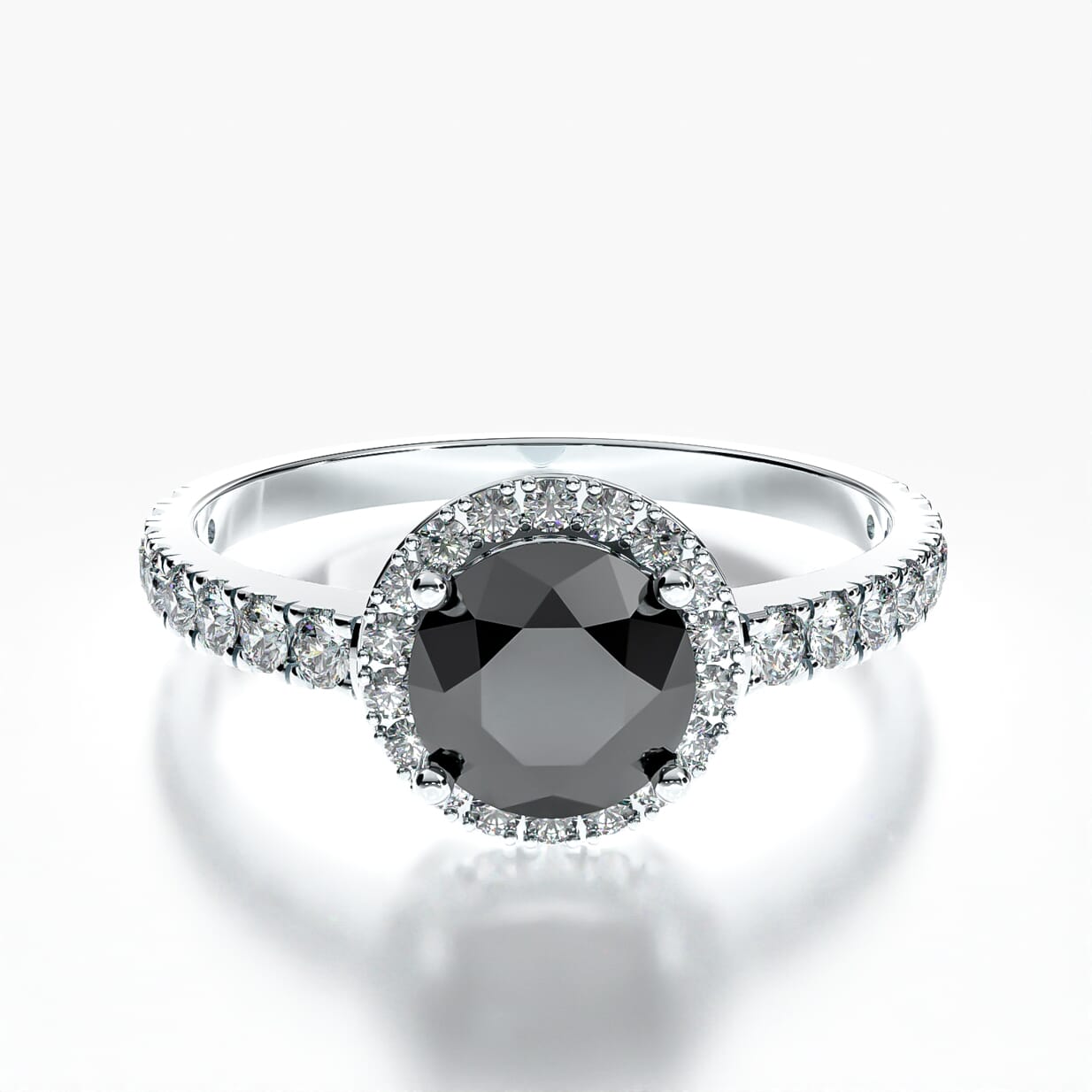 Pierścionek zaręczynowy This is Love: białe złoto, czarny diament