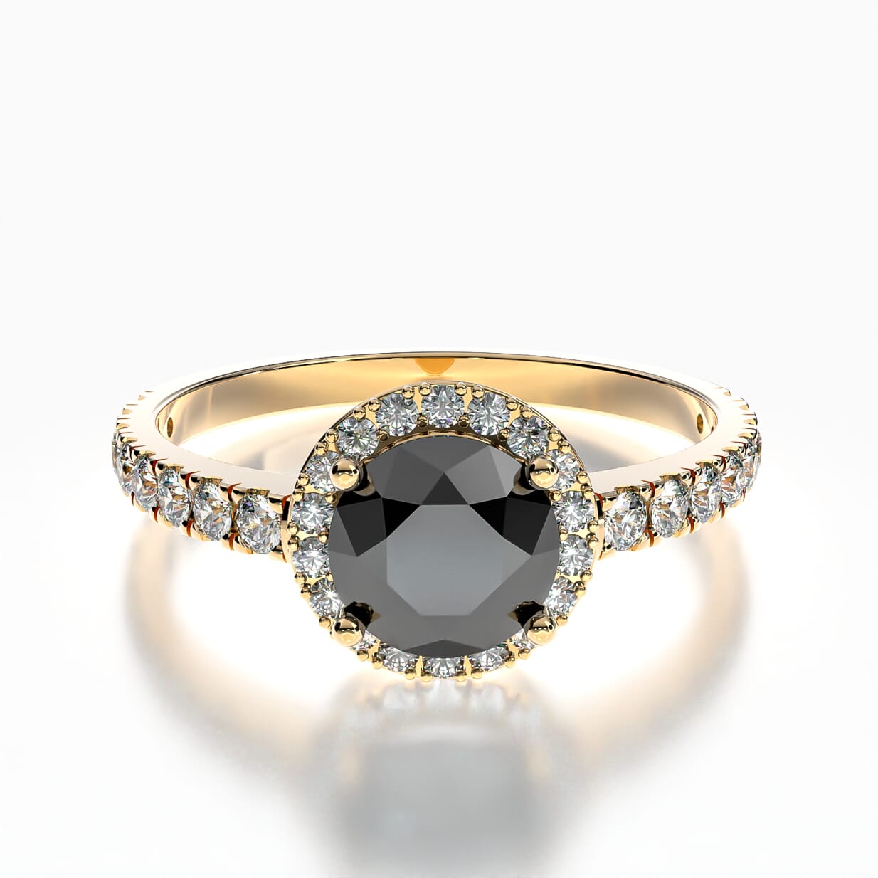 Pierścionek zaręczynowy This is Love: złoty, czarny diament