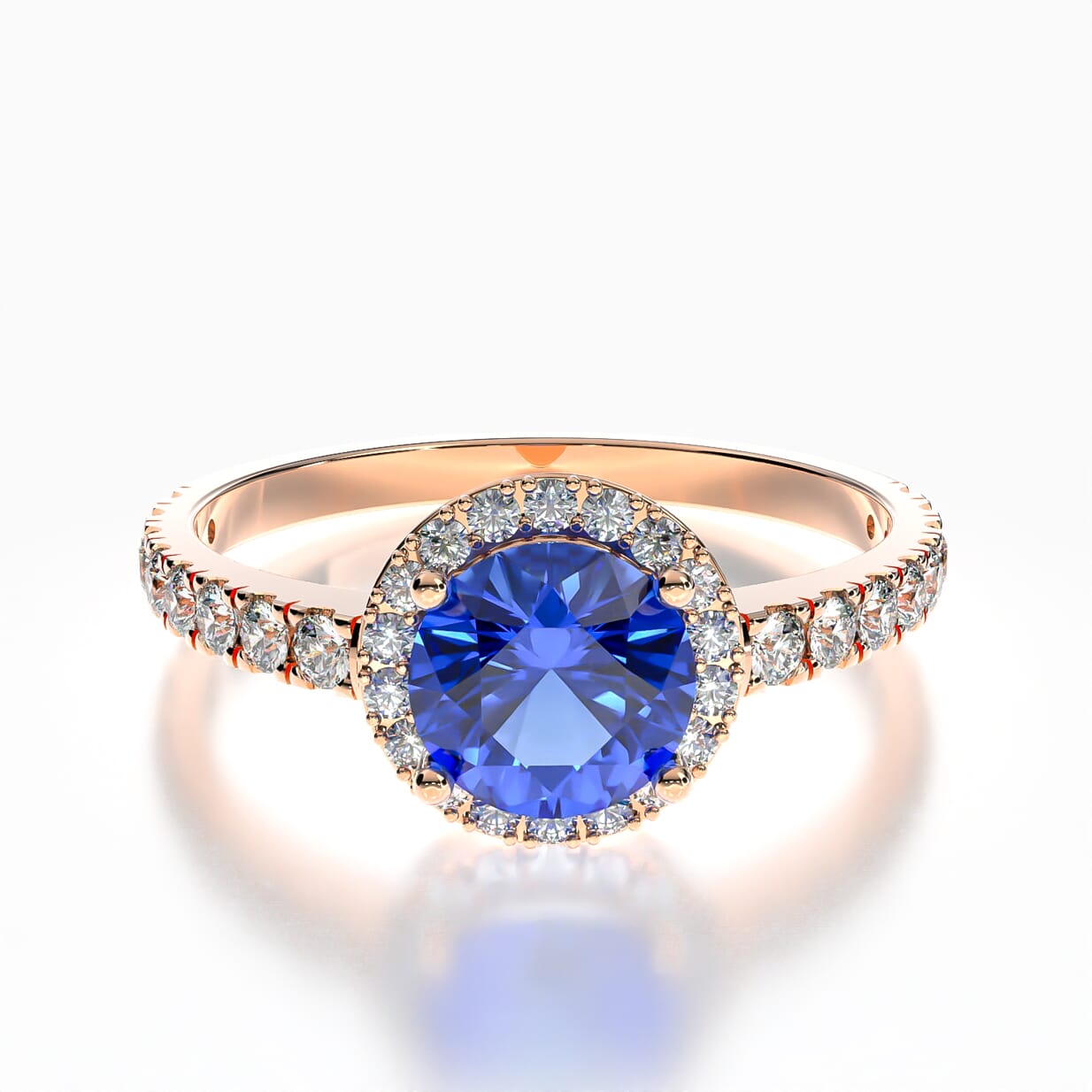 Pierścionek zaręczynowy This is Love: różowe złoto, niebieski szafir