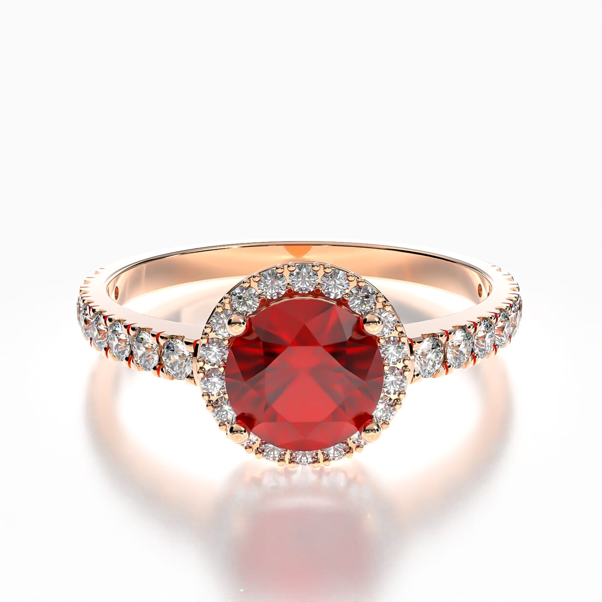 Pierścionek zaręczynowy This is Love: różowe złoto, rubin