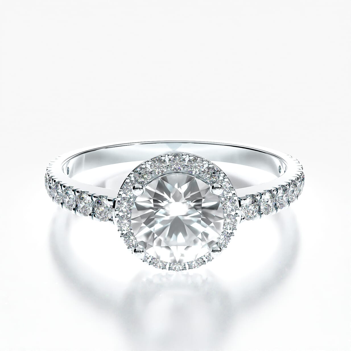 Pierścionek zaręczynowy This is Love: białe złoto, biały szafir