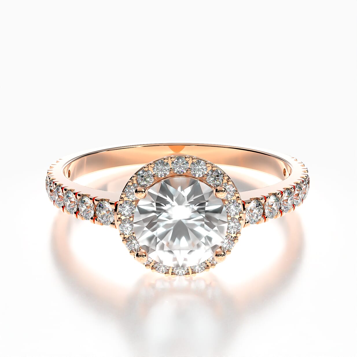 Pierścionek zaręczynowy This is Love: różowe złoto, biały szafir