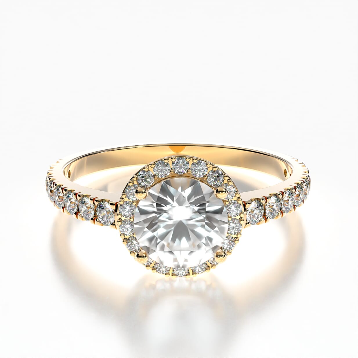 Pierścionek zaręczynowy This is Love: złoty, biały szafir