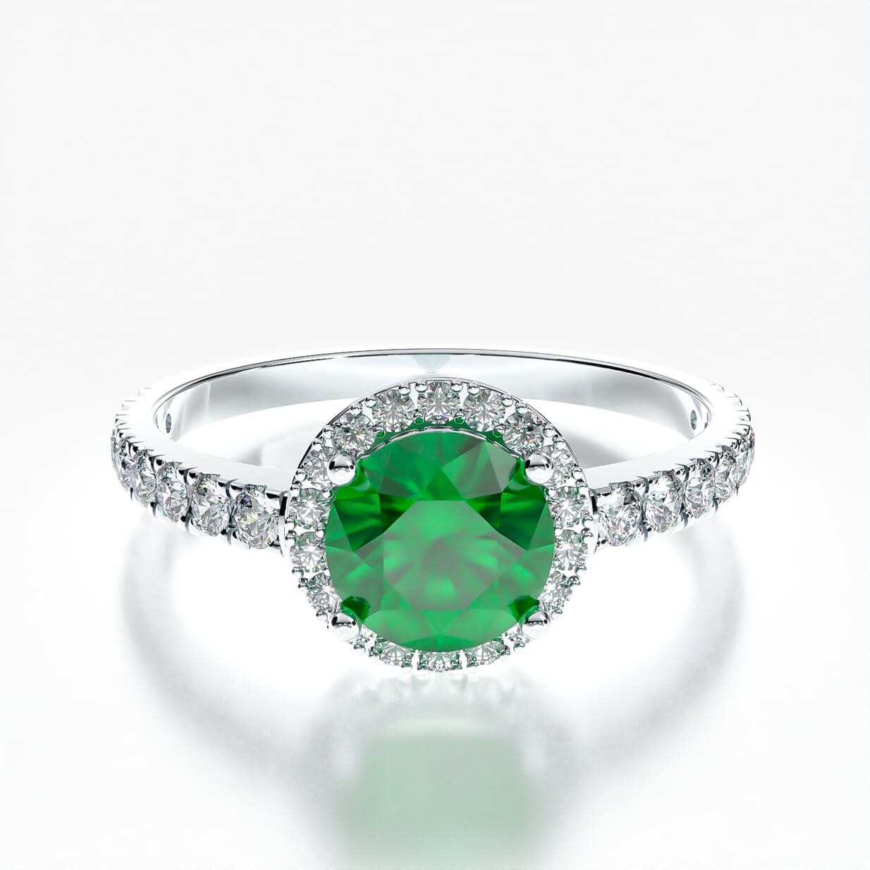 Pierścionek zaręczynowy This is Love: białe złoto, szmaragd