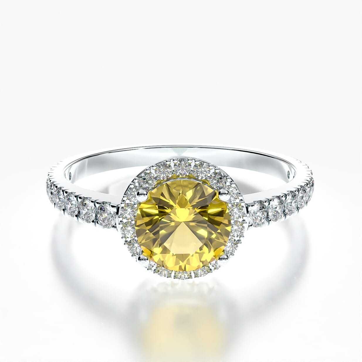 Pierścionek zaręczynowy This is Love: białe złoto, żółty szafir