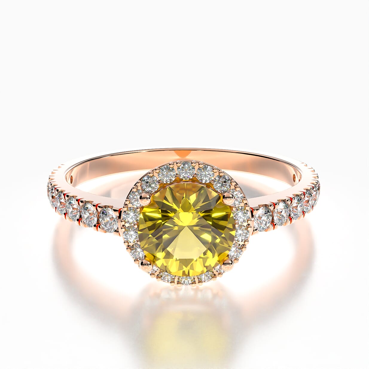 Pierścionek zaręczynowy This is Love: różowe złoto, żółty szafir