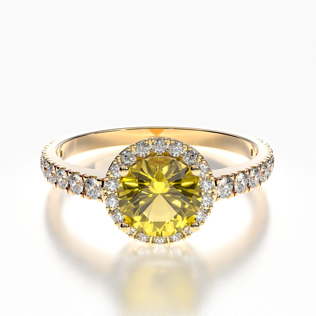 Pierścionek zaręczynowy This is Love: złoty, żółty szafir